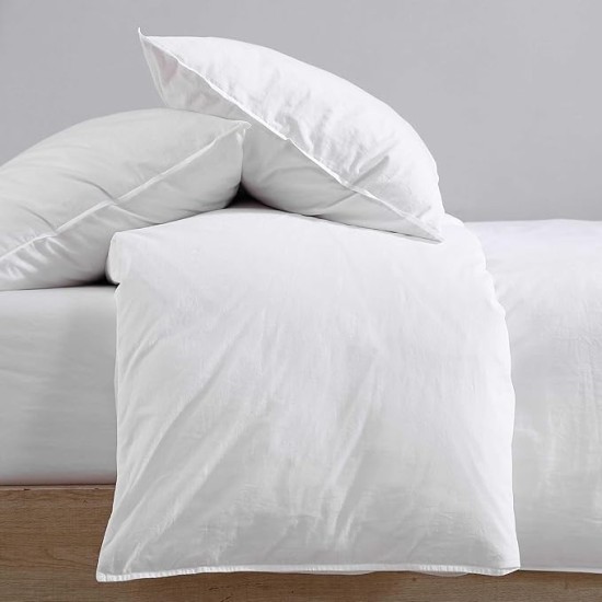 King Comforter Set, Washed Cotton Percale Bedding, Luxuriously Soft Home Decor (Washed Percale White, King)