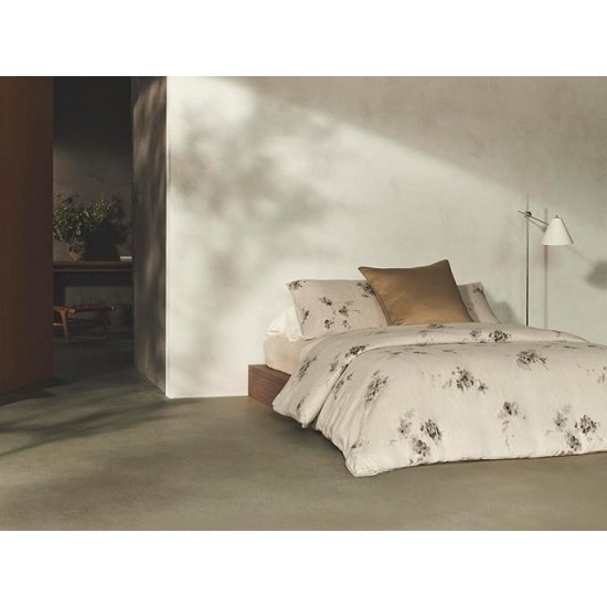 Queen Duvet Cover Set, Soft Cotton Bedding, Floral Home Decor (Aquarelle Floral Grey, Queen)