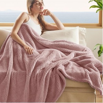 Pink Throw Blanket for Couch - Super Soft Cozy Blankets for Women, Cute Small Blanket for Girls, Light Pink 50x60 Inches