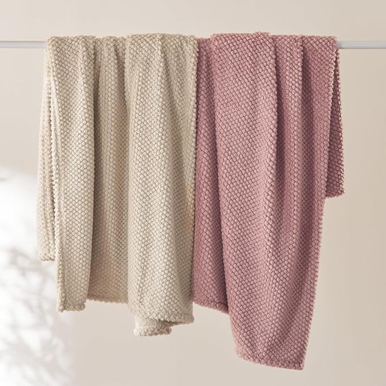 Pink Throw Blanket for Couch - Super Soft Cozy Blankets for Women, Cute Small Blanket for Girls, Light Pink 50x60 Inches