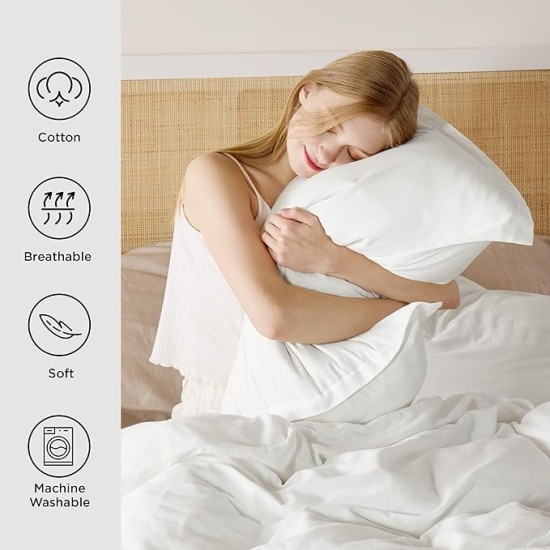 100% Muslin Cotton Duvet Cover King Size - Ultra-Soft, Breathable & Lightweight - Linen Like Gauze Comforter Cover Set with Zipper Closure and Corner Ties (White, King, 104"x90")