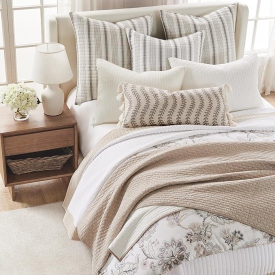 Ophelia Blush Duvet Cover Set - King Duvet Cover + Two King Pillow Cases - Floral - Taupe Grey Cream Blush - Duvet Cover (106 x 94in.) and Pillow Case (36 x 20in.) - Rayon