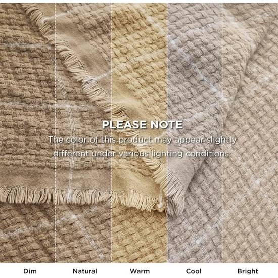 Coffee Throw Blankets for Couch - Decorative Woven Throws Blanket with Tassels - Soft and Lightweight Farmhouse Throw Blankets for Sofa and Bed (50x60 Inches)