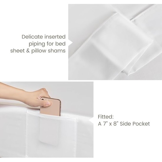 100% Tencel Lyocell Queen Sheet Set - 4 Pieces, Extra Soft and Cooling Bed Sheet Set Derived from Eucalyptus, White - with 2 Pillowcases & 1 Deep Pocket Fitted Sheet