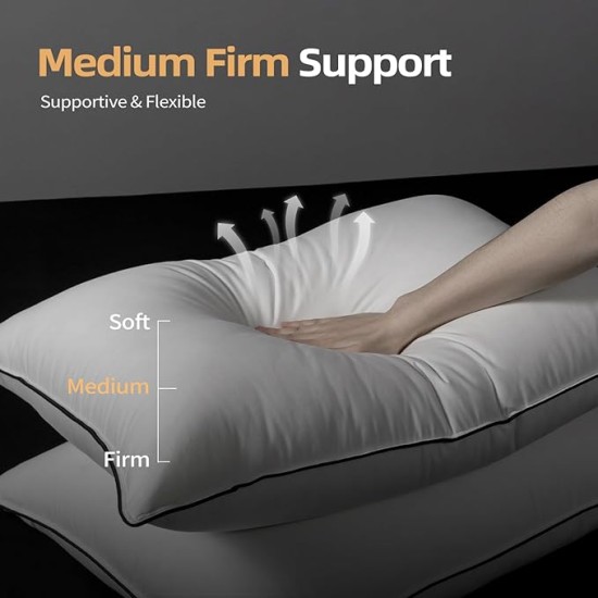 Hungarian Goose Down Pillows King Size, Fluffy 3-Chamber Bed Pillows with 750 Fill-Power, 480 Thread Count Cotton Shell, Soft Cloud White Hotel Pillow for Sleeping- 1 Pack, King Size (20" x 36")