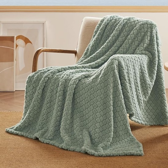 Sage Green Throw Blanket for Couch - Super Soft Cozy Blankets for Women, Cute Small Blanket for Girls, 50x60 Inches