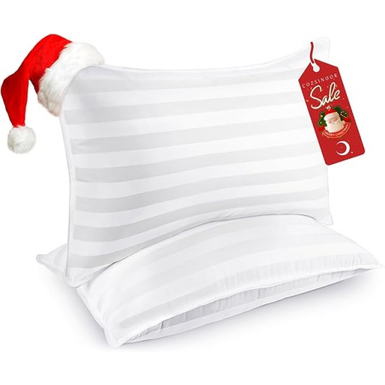 Queen Size Bed Pillows for Sleeping: Hotel Quality, Set of 2 - Down Alternative Microfiber Filled for Back, Stomach, Side Sleepers, Breathable, and Skin-Friendly
