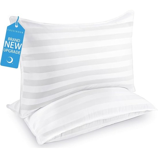 Queen Size Bed Pillows for Sleeping: Hotel Quality, Set of 2 - Down Alternative Microfiber Filled for Back, Stomach, Side Sleepers, Breathable, and Skin-Friendly