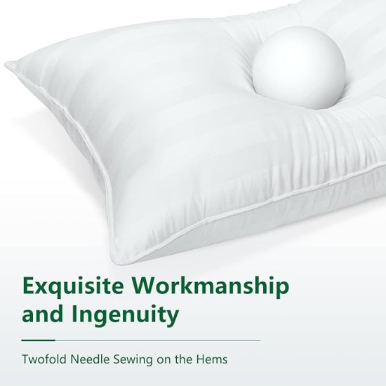Queen Size Bed Pillows for Sleeping: Hotel Quality, Set of 2 - Down Alternative Microfiber Filled for Back, Stomach, Side Sleepers, Breathable, and Skin-Friendly