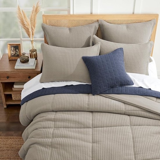 - Mills Waffle Beige Fawn Comforter Set - Full/Queen Comforter + Two Standard Pillow Cases - Beige Fawn Waffle Weave - Comforter (90 x 94in.) and Pillow Case (26 x 20in.) - Cotton