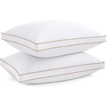 Goose Feather Down Pillows, Soft Fluffy Luxury Hotel Collection Pillows King Size Set of 2, 100% Cotton Cover, Medium Firm Bed Sleeping Pillow for Back, Stomach or Side Sleeper.