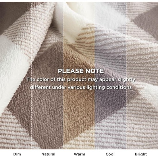 Thick Warm Blankets for Winter, Soft Sherpa Blanket for Men, Cozy Blankets Gifts for Women, Plaid Blanket Brown Throw Blanket for Couch, Cute Printed Fleece Blanket for Christmas, 50"x60"