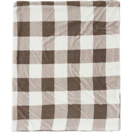 Thick Warm Blankets for Winter, Soft Sherpa Blanket for Men, Cozy Blankets Gifts for Women, Plaid Blanket Brown Throw Blanket for Couch, Cute Printed Fleece Blanket for Christmas, 50"x60"