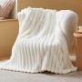 White Throw Fleece Blanket for Couch - Super Soft Cozy Blankets for Women, Cute Small Blanket for Girls, 50x60 Inches, Wider Striped Design