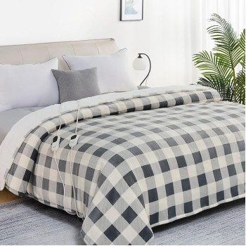Electric Blanket Heated Queen Size - 84“x90“ Ultra Soft Cozy Flannel Heating Blanket with 10 Fast Heat Levels 8 Hours Auto Off Over-Heated Protection ETL Certification Keep Warm in Home