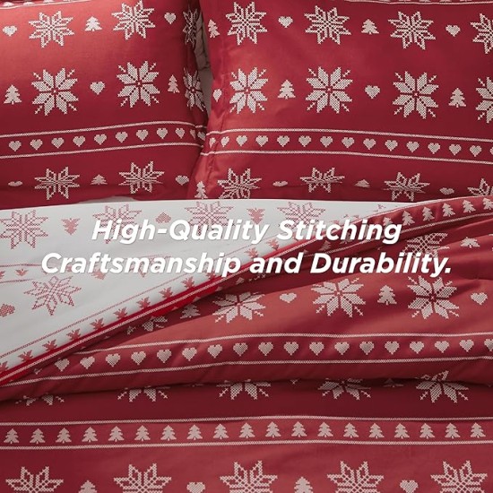 Christmas Comforter Set Queen - Christmas Bedding Comforter Set with Snowflakes, 3 Pieces, 1 Soft Snowflake Printed Comforter and 2 Pillow Shams