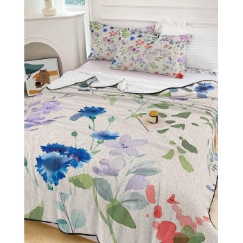Country Rustic Plants Queen Size Down Alternative Comforter, Lightweight Comforter Quilt Bedding Set with Pillow Shams,All Seasons Bed Comforter Duvet Insert Botanical Aesthetic Floral Herb 90"x96"