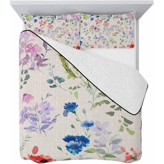 Country Rustic Plants Queen Size Down Alternative Comforter, Lightweight Comforter Quilt Bedding Set with Pillow Shams,All Seasons Bed Comforter Duvet Insert Botanical Aesthetic Floral Herb 90"x96"