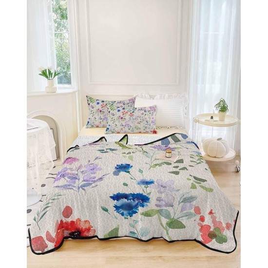 Country Rustic Plants Queen Size Down Alternative Comforter, Lightweight Comforter Quilt Bedding Set with Pillow Shams,All Seasons Bed Comforter Duvet Insert Botanical Aesthetic Floral Herb 90"x96"