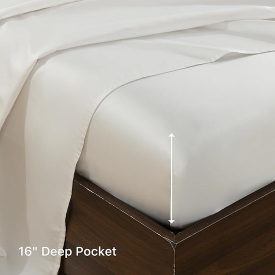Silky Bed Sheets Set King Size (4pc), Rayon Derived from Bamboo Blend, Soft Cooling Sheets with Deep Pockets, Hotel Luxury Bedding Sheets & Pillowcases
