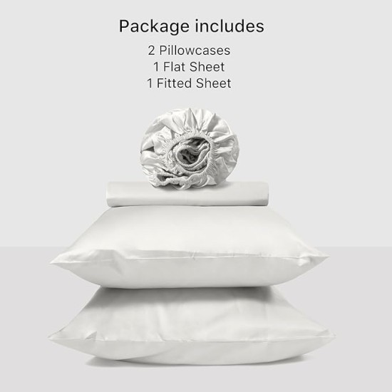 Silky Bed Sheets Set King Size (4pc), Rayon Derived from Bamboo Blend, Soft Cooling Sheets with Deep Pockets, Hotel Luxury Bedding Sheets & Pillowcases