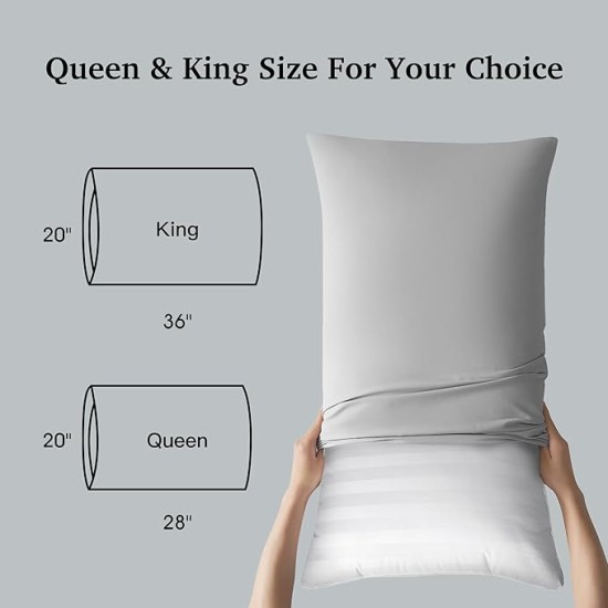 Hotel Collection Fluffy Luxury Goose Feathers Medium Firm Hypoallergenic Pillow, 500 Thread Count US Grown Cotton Cover (20x36”), King (Pack of 2), White 2