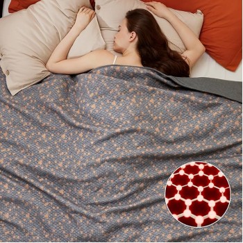 Graphene Warm Thick Blanket for Winter, Heavy Blankets for Extreme Cold Weather, Textured Thermal Blankets Queen Size for Bed, Soft Cozy Blankets Gifts for Women Men, Grey, 90x90