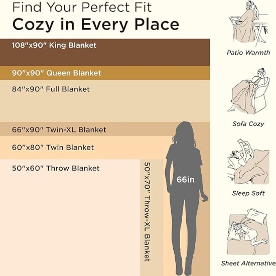 Graphene Warm Thick Blanket for Winter, Heavy Blankets for Extreme Cold Weather, Textured Thermal Blankets Queen Size for Bed, Soft Cozy Blankets Gifts for Women Men, Grey, 90x90