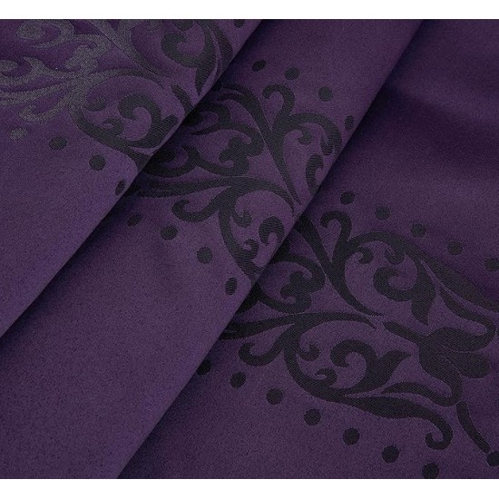 Royale 7-Piece Jacquard Floral Comforter Set, Oversized Queen, Purple/Dark Purple