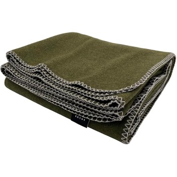 100% Virgin Wool Blanket, 90" x 108", Best Camp Bedding, Extra Large, Washable (Olive Green, King Size)
