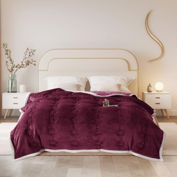Extra Thick Blanket for Sofa Recliner Bed, Warm 3 Layers Flannel Blanket for Winter Autumn, Plush Quilt, Breathable Velvet Comforter, Washable Throw Blanket 810gsm (Red 200x230cm)