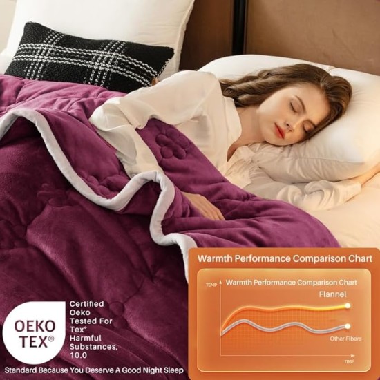Extra Thick Blanket for Sofa Recliner Bed, Warm 3 Layers Flannel Blanket for Winter Autumn, Plush Quilt, Breathable Velvet Comforter, Washable Throw Blanket 810gsm (Red 200x230cm)