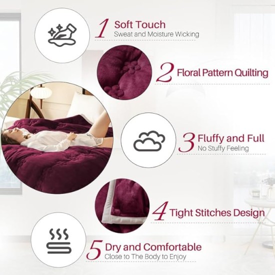 Extra Thick Blanket for Sofa Recliner Bed, Warm 3 Layers Flannel Blanket for Winter Autumn, Plush Quilt, Breathable Velvet Comforter, Washable Throw Blanket 810gsm (Red 200x230cm)