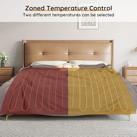 Electric Heating Blanket Queen Size 84"x90", Coral Fleece Dual Controllers with 4 Heating Levels & 10H Auto Off, FCC & ETL Certified, Safe & Comfortable, Machine Washable - Light Grey