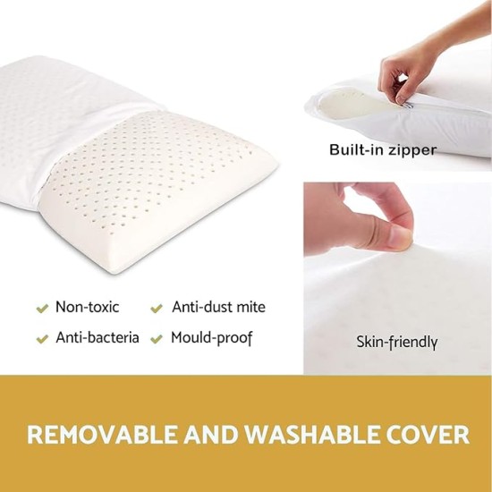 Talalay 100% Natural Premium Latex Pillow,Bed Pillow for Sleeping with Removable Cotton Cover, Helps Relieve Pressure, Breathable, Pressure Relief, Durable, Best Gift (Queen Size)