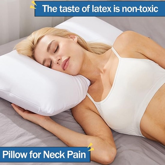Talalay 100% Natural Premium Latex Pillow,Bed Pillow for Sleeping with Removable Cotton Cover, Helps Relieve Pressure, Breathable, Pressure Relief, Durable, Best Gift (Queen Size)