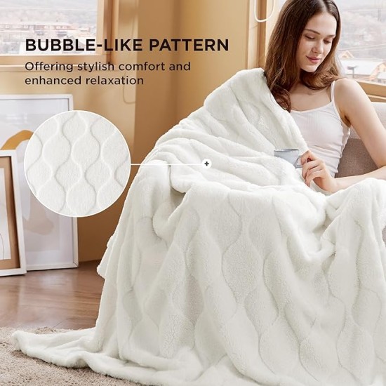 Throw Blankets for Women - Super Soft Cozy Blankets for Women Gift, Cute Small Fleece Christmas Blanket for Girls, White, 50x60 Inches