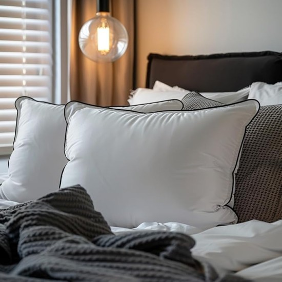 Luxury All Hungarian Goose Down Pillows Standard Size, Soft and Support Down Bed Pillow for Back,Side,Stomach Sleepers, 1 Pack, Standard (20"x26")