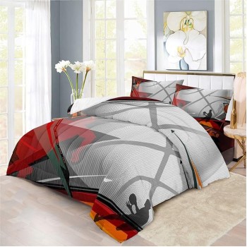 Basketball Court Comforter Set 3PCS Sports Youthful Hoops Slam Dunk Bedding Duvet Set,includ 1 Comforter +2 Pillowshams (B,FULL-Comforter-3PCS)