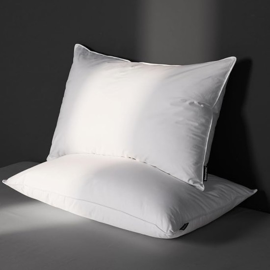 Luxury Goose Feather Down Pillow King Size Set of 2 Pack,100% Cotton Hotel Collection Bed Pillows for Sleeping,Memory Foam Soft Support Medium Firm Pillows for Side Back Stomach Sleepers 20" x 36"