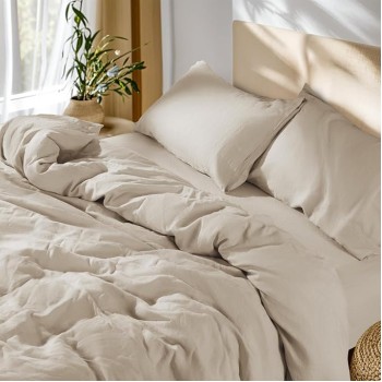 100% French Linen Duvet Cover King Size, Soft Breathable for Hot Sleepers, Moisture Wicking & Durable Cover Set - Zipper Closure & 8 Corner Ties Duvet Covers 3 Piece (Linen,King)