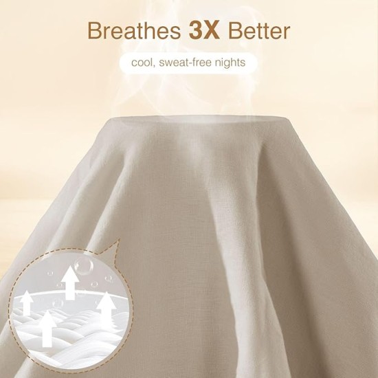 100% French Linen Duvet Cover King Size, Soft Breathable for Hot Sleepers, Moisture Wicking & Durable Cover Set - Zipper Closure & 8 Corner Ties Duvet Covers 3 Piece (Linen,King)
