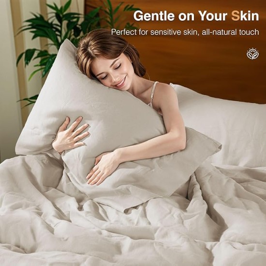 100% French Linen Duvet Cover King Size, Soft Breathable for Hot Sleepers, Moisture Wicking & Durable Cover Set - Zipper Closure & 8 Corner Ties Duvet Covers 3 Piece (Linen,King)