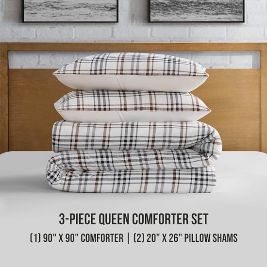 Camper Plaid Comforter Set - Full/Queen Size - 3 Piece Cozy Bedding Ensemble