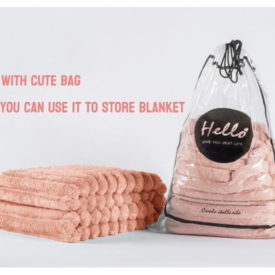 Wider Striped 380gsm Thick Khaki Throw Blanket for Couch Super Soft Cozy Blankets for Women Fuzzy Fleece White Blanket for Bed Sofa 50x60