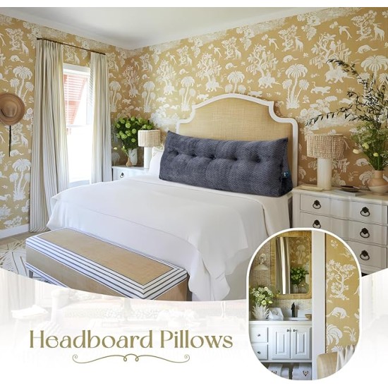 Headboard Wedge Pillow Large Headboard Pillow Wedge Pillow Headboard Soft and Supportive Bed Rest Reading Pillows for Sitting in Bed with Removable Cover
