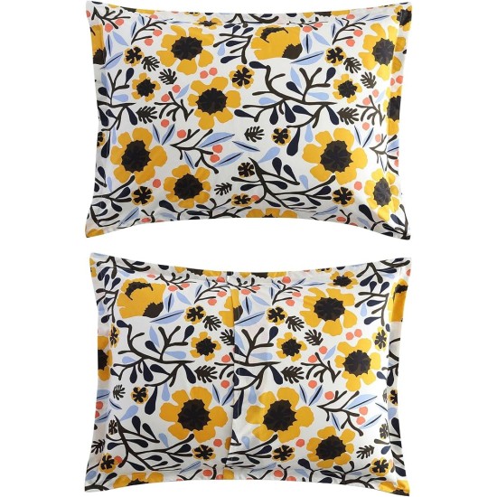 - King Duvet Cover Set, Cotton Percale Reversible Bedding with Matching Shams, Floral Home Decor (Mykero Multicolor, King)