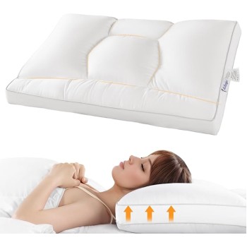 Goose Down Pillow, Cervical Support for Neck Pain Relief, 1050+ Fill Power, 600 Thread Count Cotton Shell, Ergonomic Design for Side, Back, and Stomach Sleepers(White,Standard(Pack of 1))