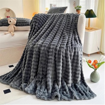 Throw Blanket Soft Fuzzy Lightweight Fall Winter Throw Blanket No Shed No Pilling Room Decor Blankets Warm Cozy Machine Washable Blankets for Sofa Bed, Grey, 47" x 79"