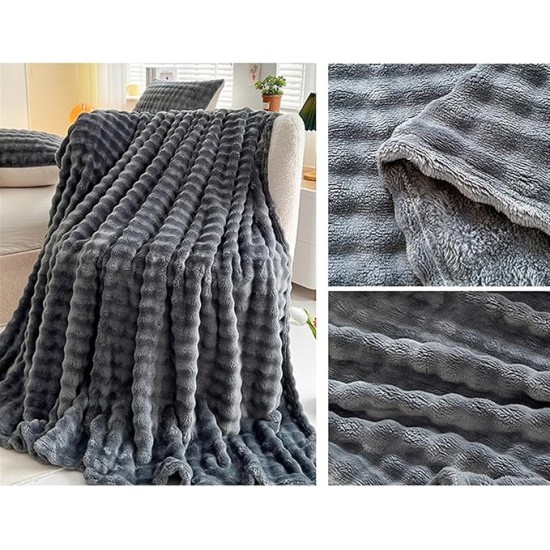 Throw Blanket Soft Fuzzy Lightweight Fall Winter Throw Blanket No Shed No Pilling Room Decor Blankets Warm Cozy Machine Washable Blankets for Sofa Bed, Grey, 47" x 79"